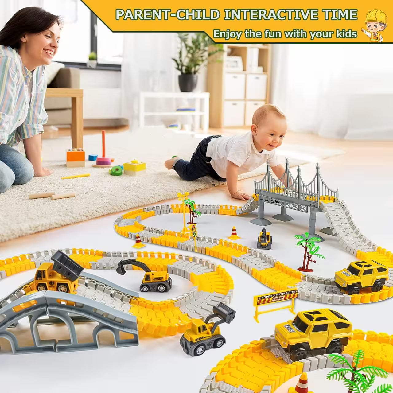 276 PCS Slot Construction Toys Truck Race Car Track Toy Engineering Gifts for 3 4 5 6 Year Old Boys Girls