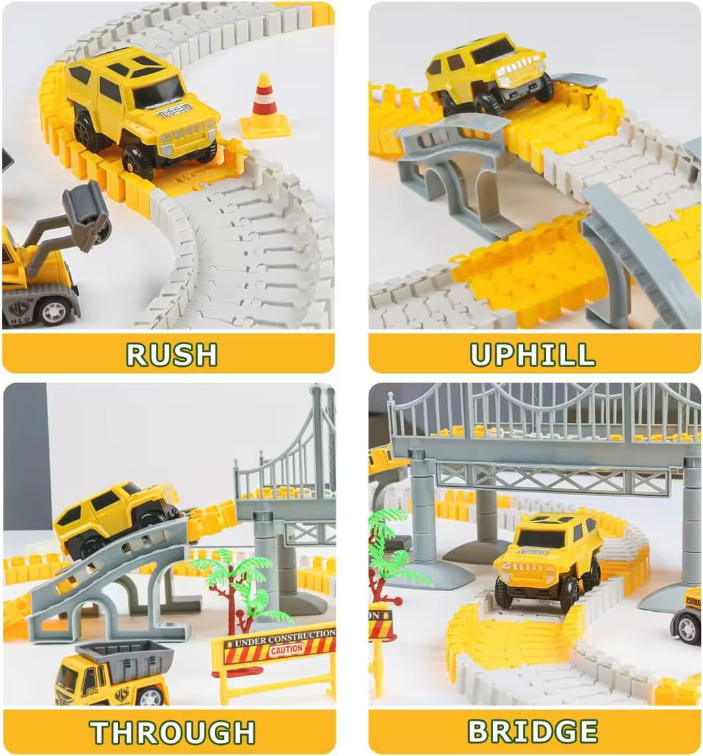 276 PCS Slot Construction Toys Truck Race Car Track Toy Engineering Gifts for 3 4 5 6 Year Old Boys Girls