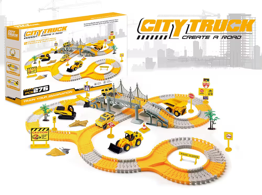 276 PCS Slot Construction Toys Truck Race Car Track Toy Engineering Gifts for 3 4 5 6 Year Old Boys Girls