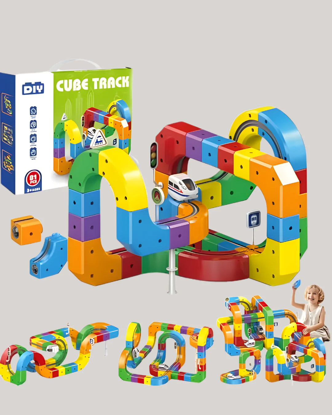 160 Pcs with 2 Trains Track Fusion Set for Kids | 3D STEM Electric Train Toy