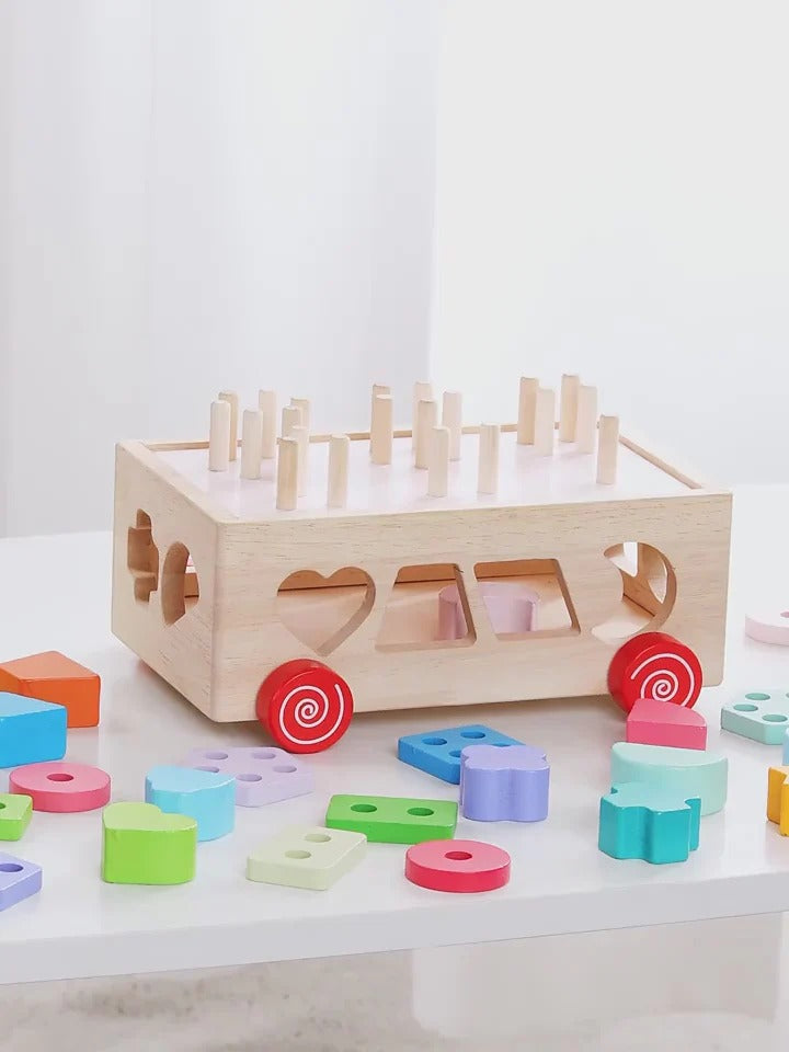 Wooden Trolley Shapes Sorting Toy