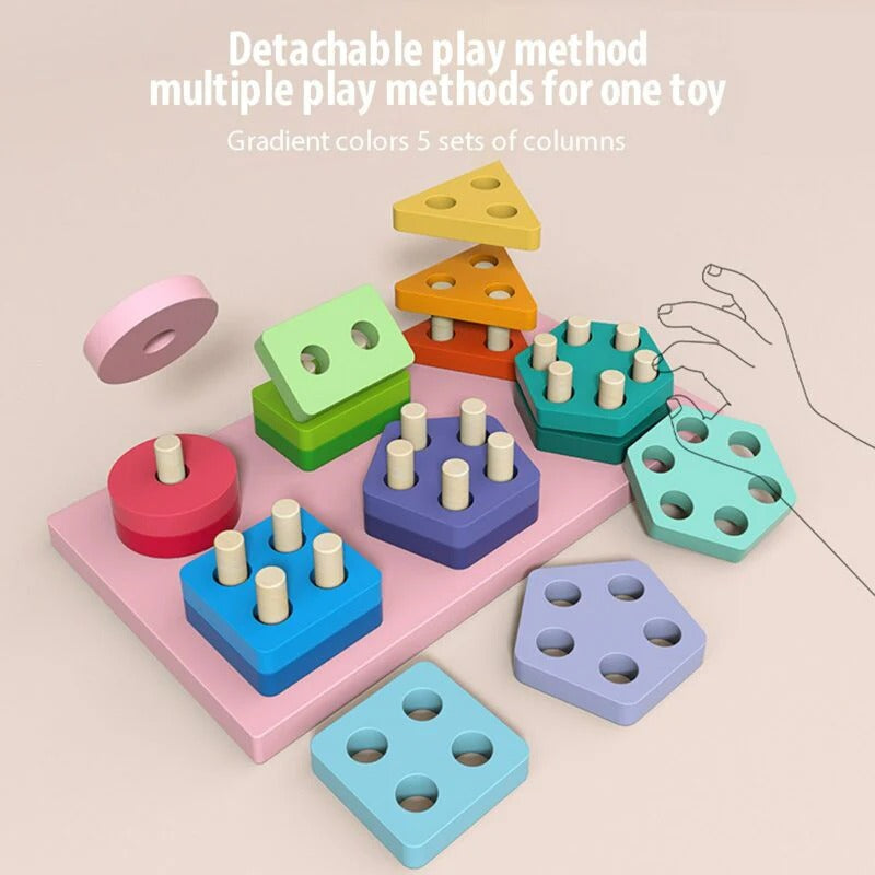 Wooden Trolley Shapes Sorting Toy