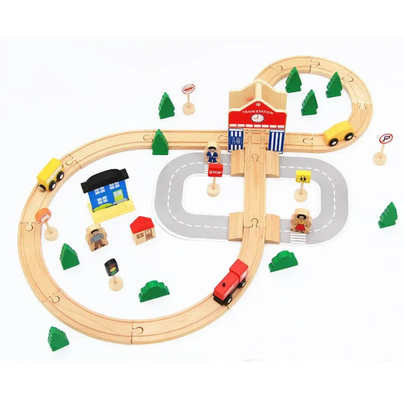 50 PCS Wooden Track Game