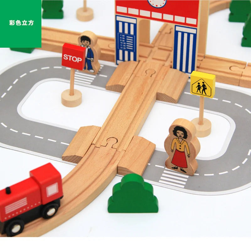 50 PCS Wooden Track Game