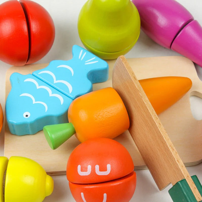 Wooden Fruit & Vegetable Cutting Toy Set