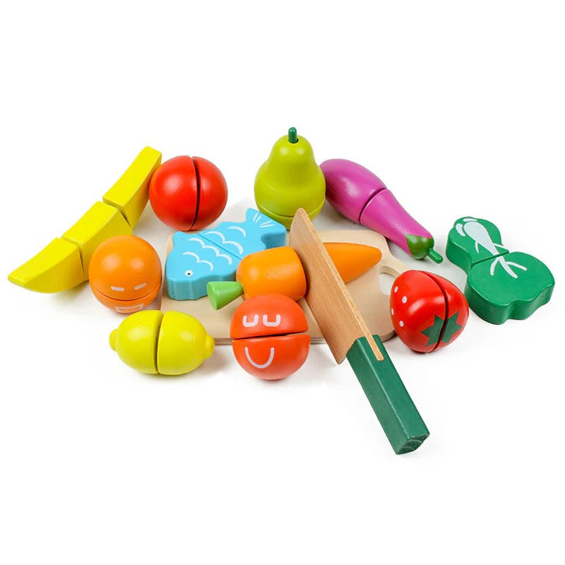 Wooden Fruit & Vegetable Cutting Toy Set