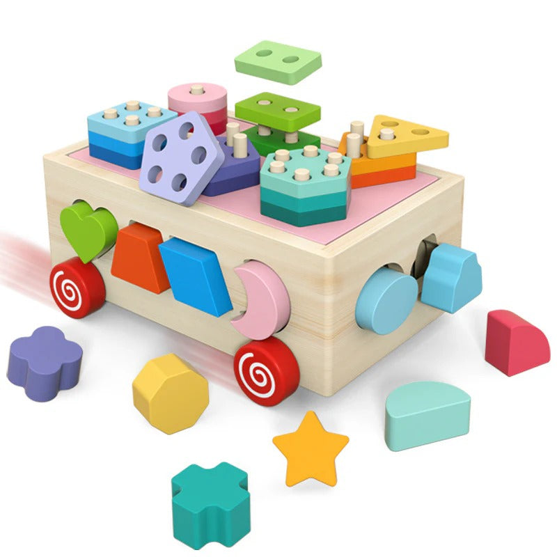 Wooden Trolley Shapes Sorting Toy