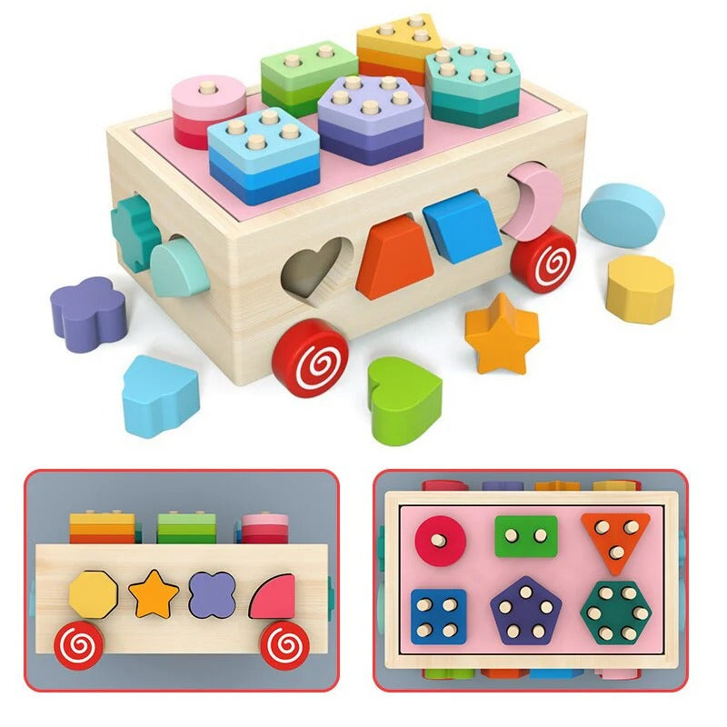 Wooden Trolley Shapes Sorting Toy