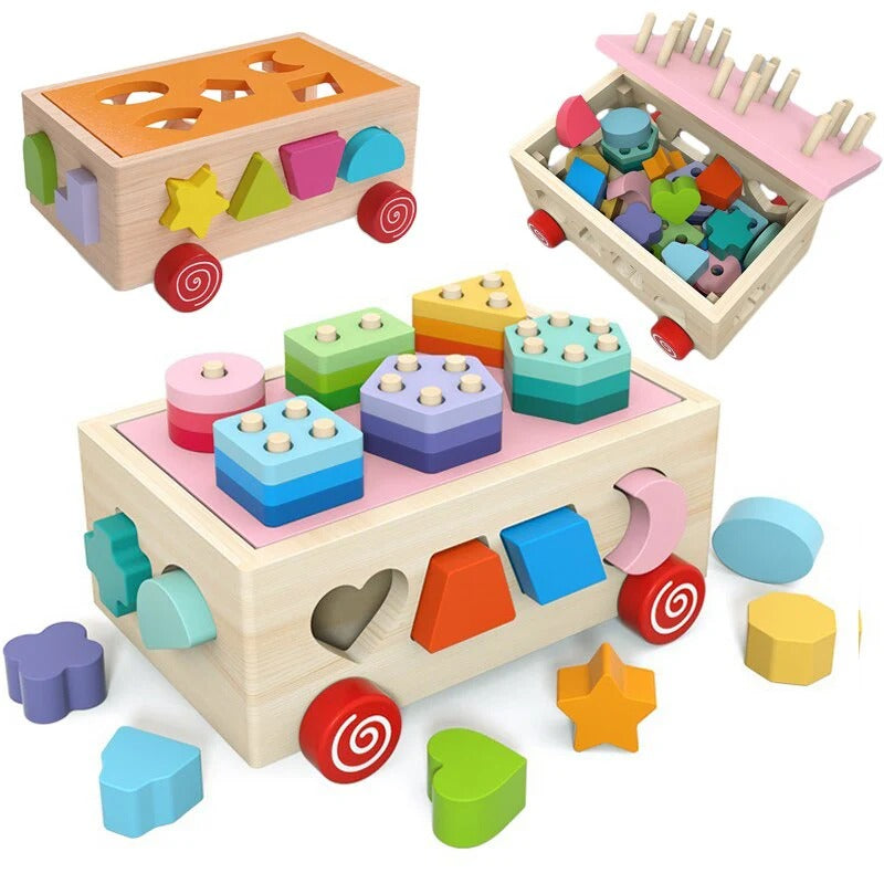 Wooden Trolley Shapes Sorting Toy