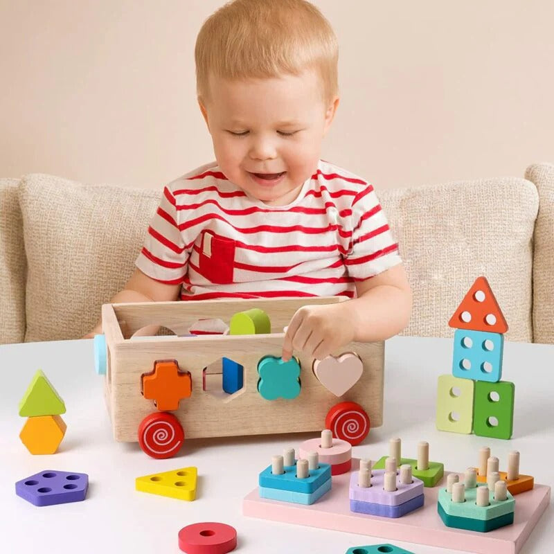 Wooden Trolley Shapes Sorting Toy