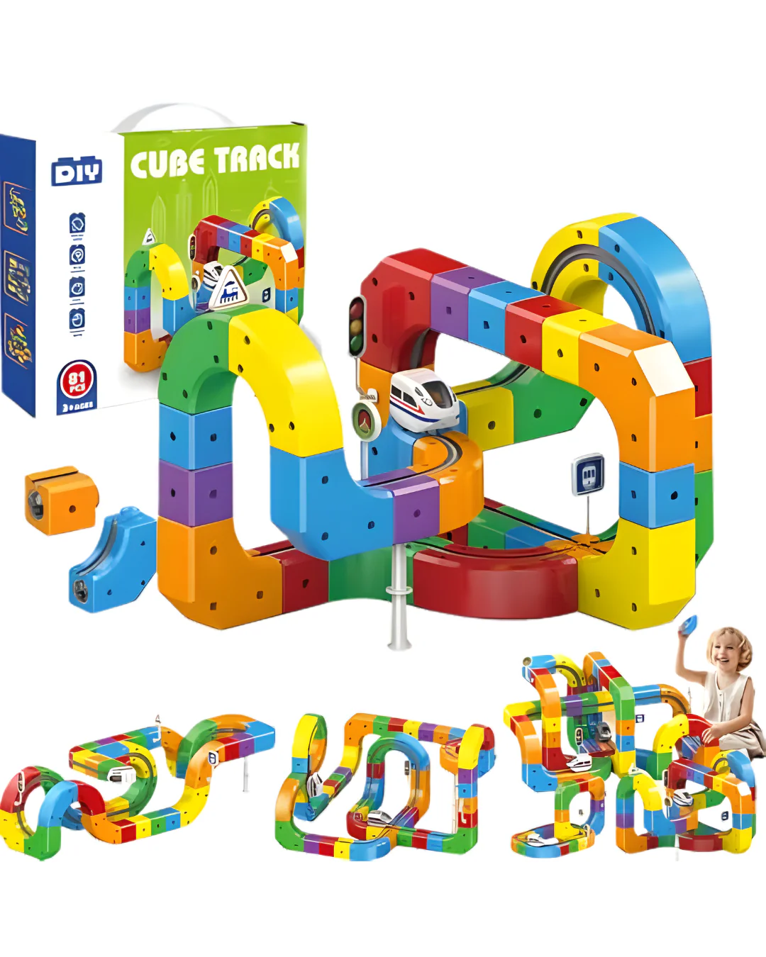 160 Pcs with 2 Trains Track Fusion Set for Kids | 3D STEM Electric Train Toy